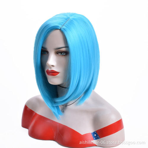 Wholesale Shoulder Length Straight Wigs with couleurs  Heat Resistant Snythetic hair wigs for Women